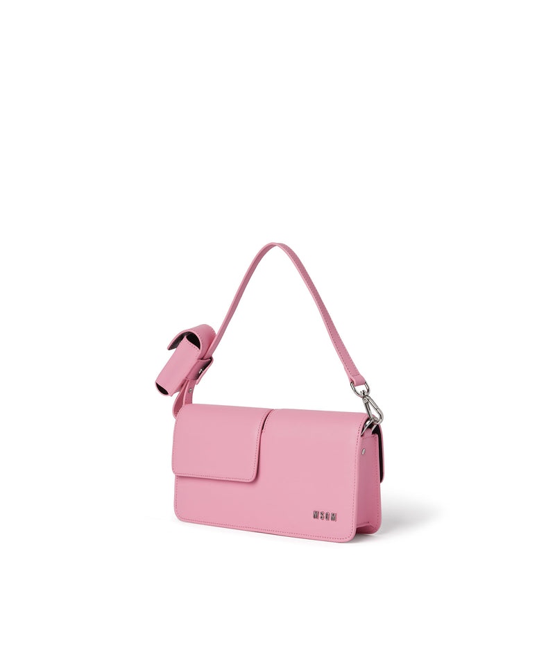 Pink MSGM Double Flap Baguette Bag With Metallic Logo | USA_MSGM68383