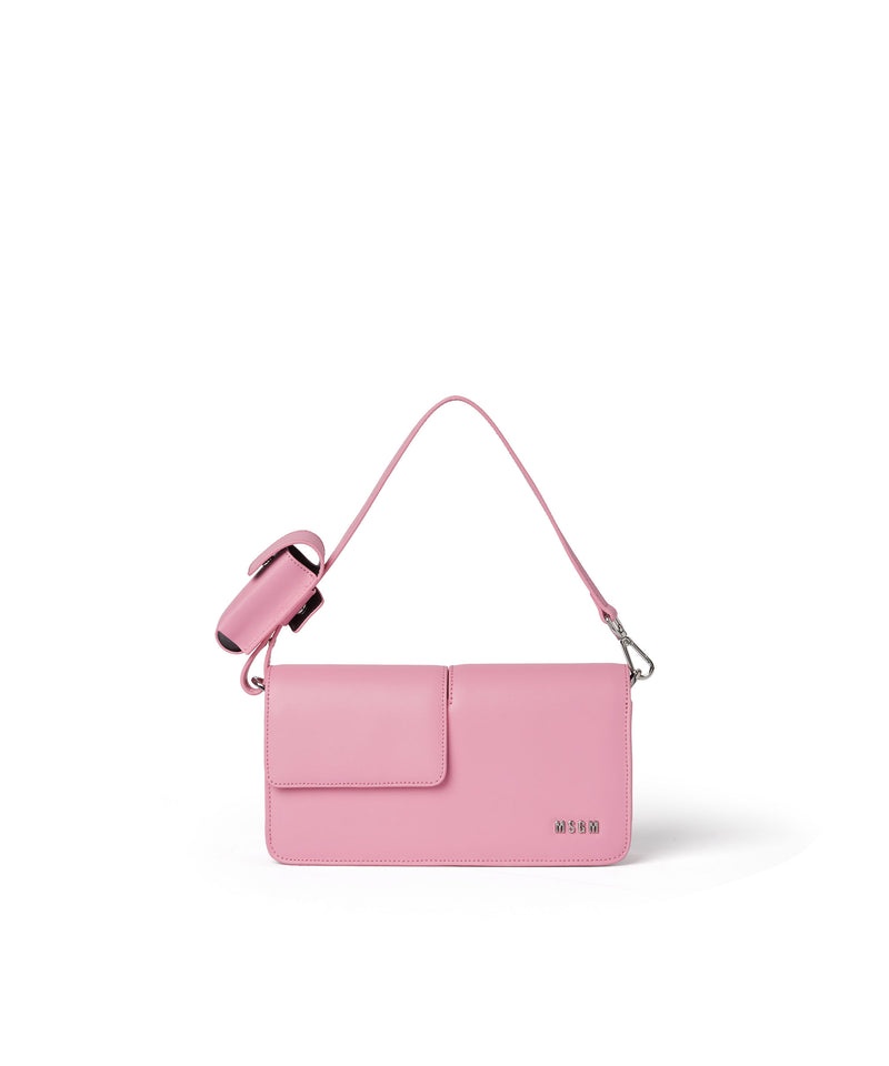 Pink MSGM Double Flap Baguette Bag With Metallic Logo | USA_MSGM68383