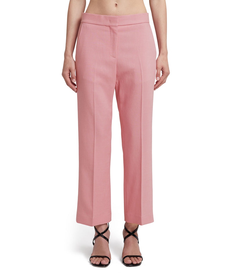 Pink MSGM Flamed Viscose Canvas Cropped Pants | USA_MSGM95526