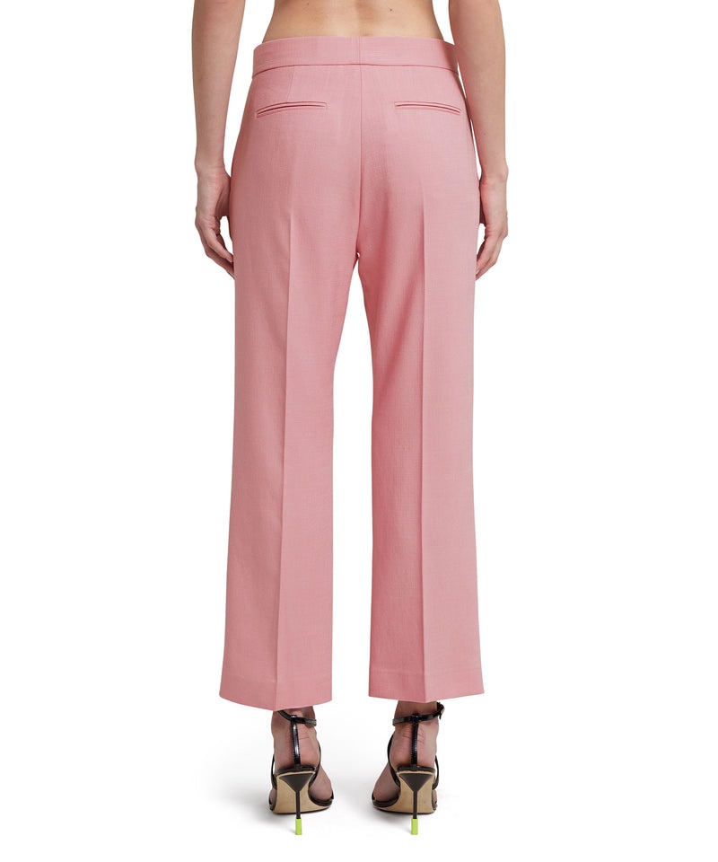 Pink MSGM Flamed Viscose Canvas Cropped Pants | USA_MSGM95526