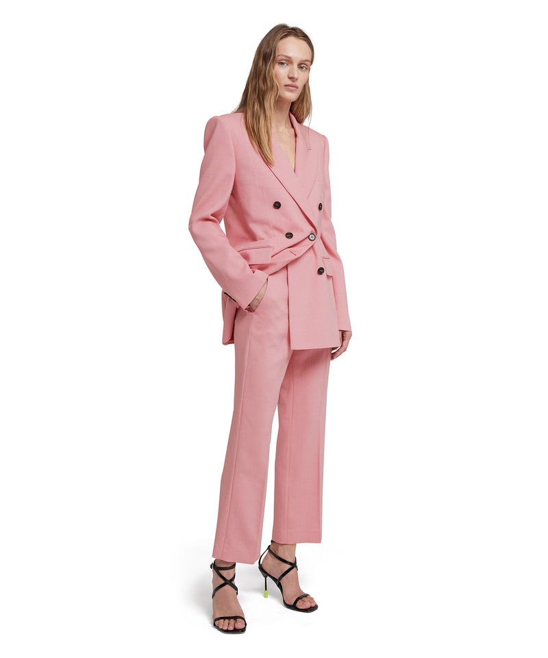 Pink MSGM Flamed Viscose Canvas Cropped Pants | USA_MSGM95526