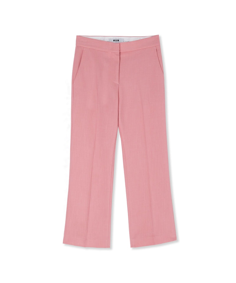 Pink MSGM Flamed Viscose Canvas Cropped Pants | USA_MSGM38996