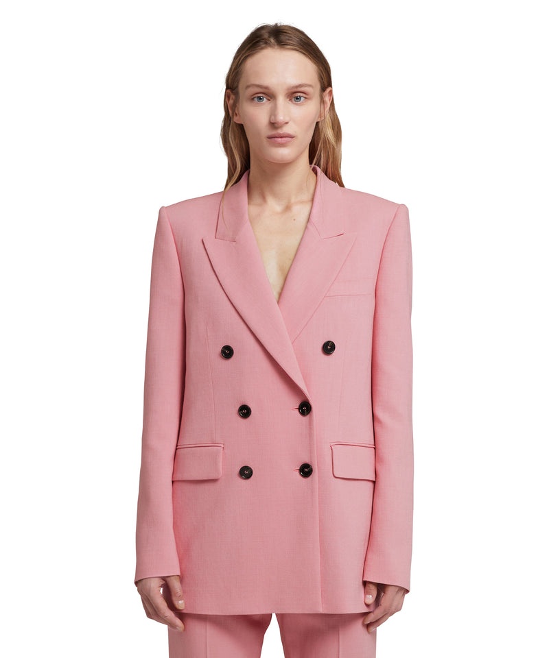 Pink MSGM Flamed Viscose Canvas Double-breasted Jacket | USA_MSGM46899