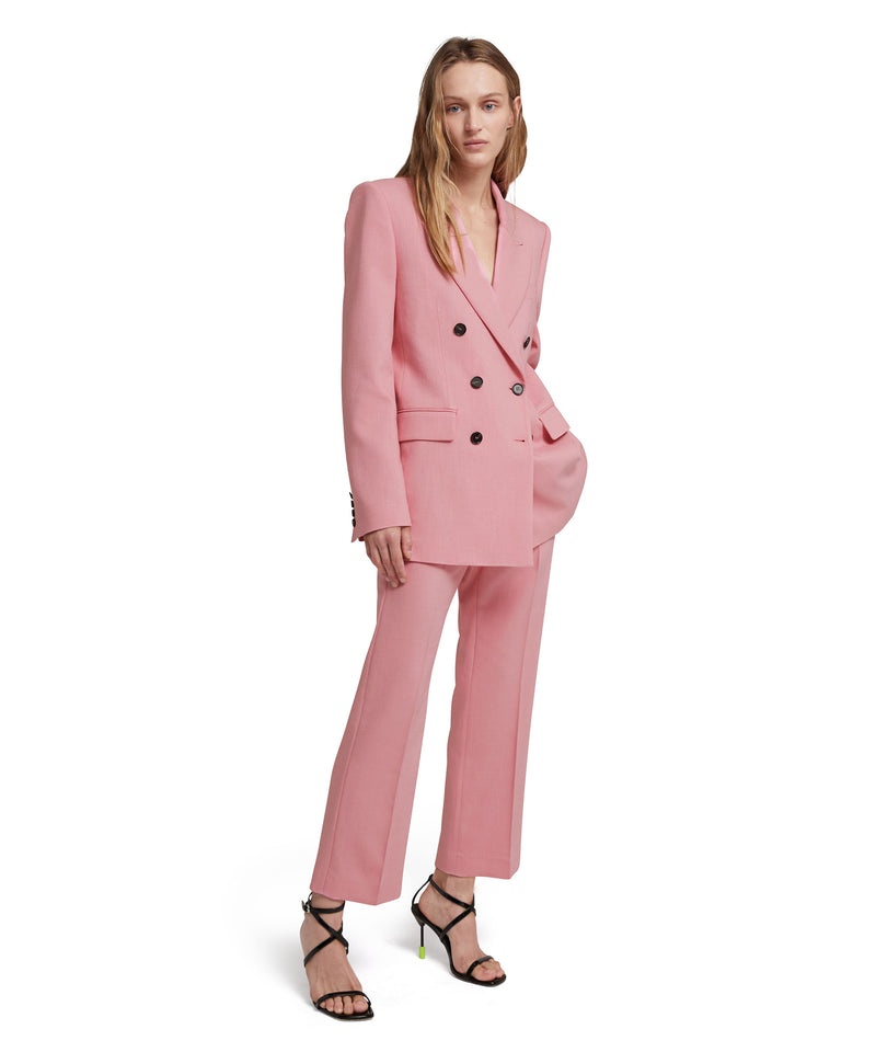 Pink MSGM Flamed Viscose Canvas Double-breasted Jacket | USA_MSGM46899