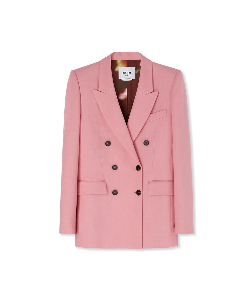 Pink MSGM Flamed Viscose Canvas Double-breasted Jacket | USA_MSGM46899