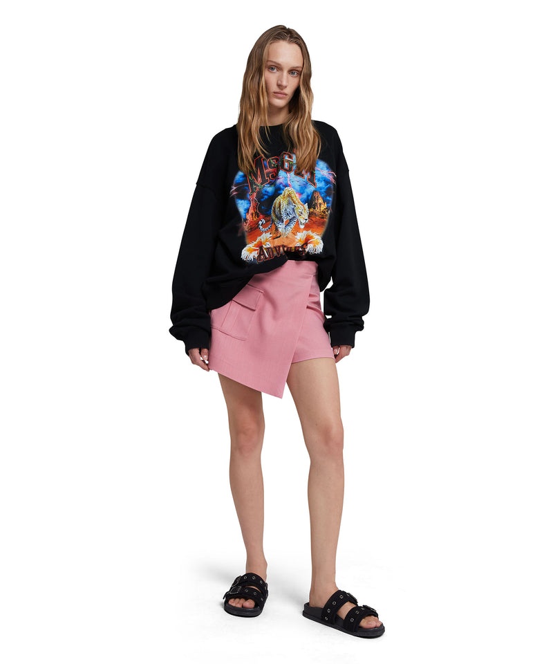 Pink MSGM Flamed Viscose Canvas Skort | USA_MSGM66959