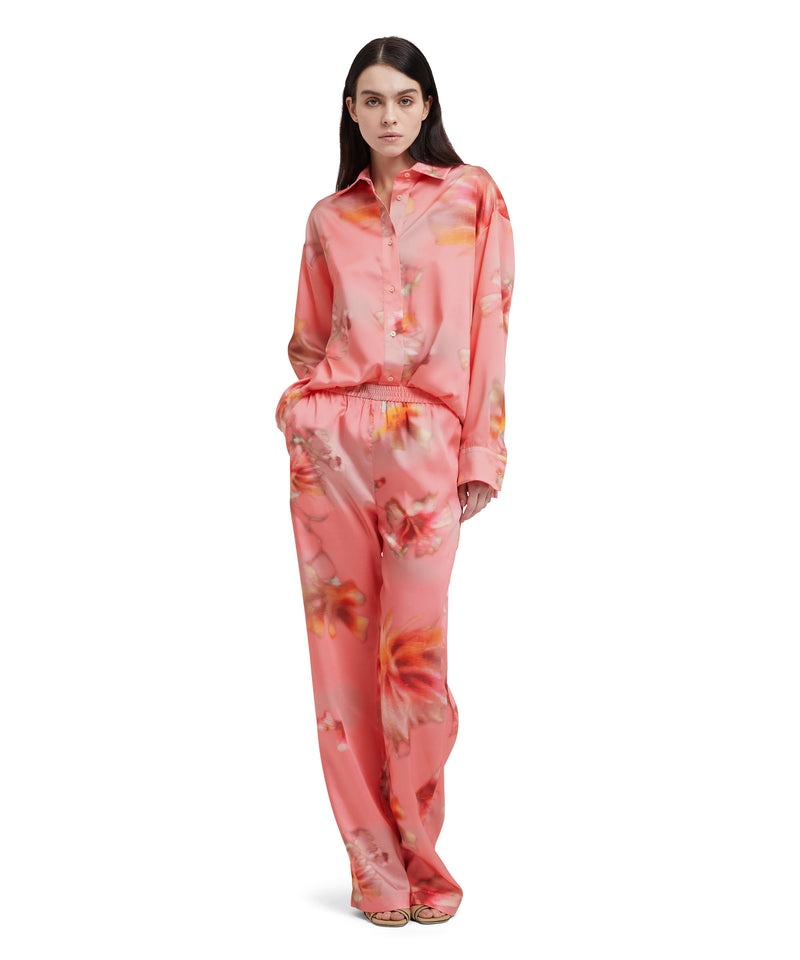 Pink MSGM Fluid Fabric Shirt With Desert Flowers Print | USA_MSGM70634