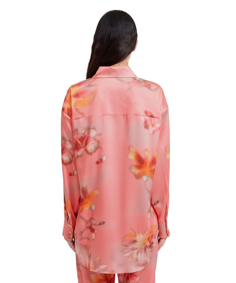 Pink MSGM Fluid Fabric Shirt With Desert Flowers Print | USA_MSGM95605