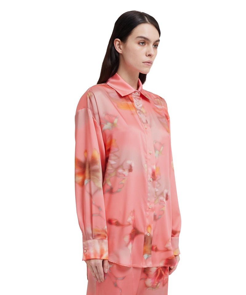 Pink MSGM Fluid Fabric Shirt With Desert Flowers Print | USA_MSGM95605