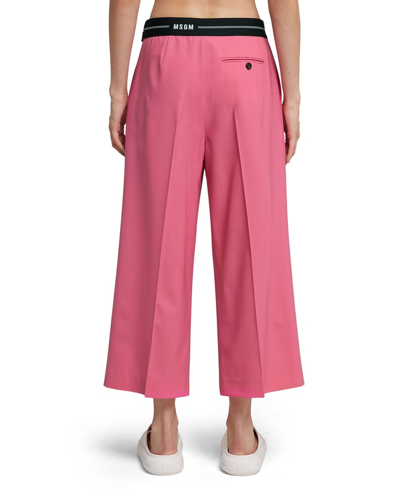 Pink MSGM Fresh Wool Crop Pants With Logoed Elastic Waistband | USA_MSGM10422