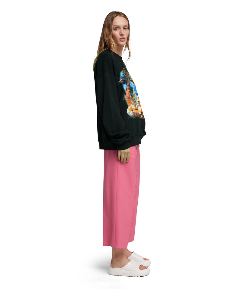 Pink MSGM Fresh Wool Crop Pants With Logoed Elastic Waistband | USA_MSGM10422