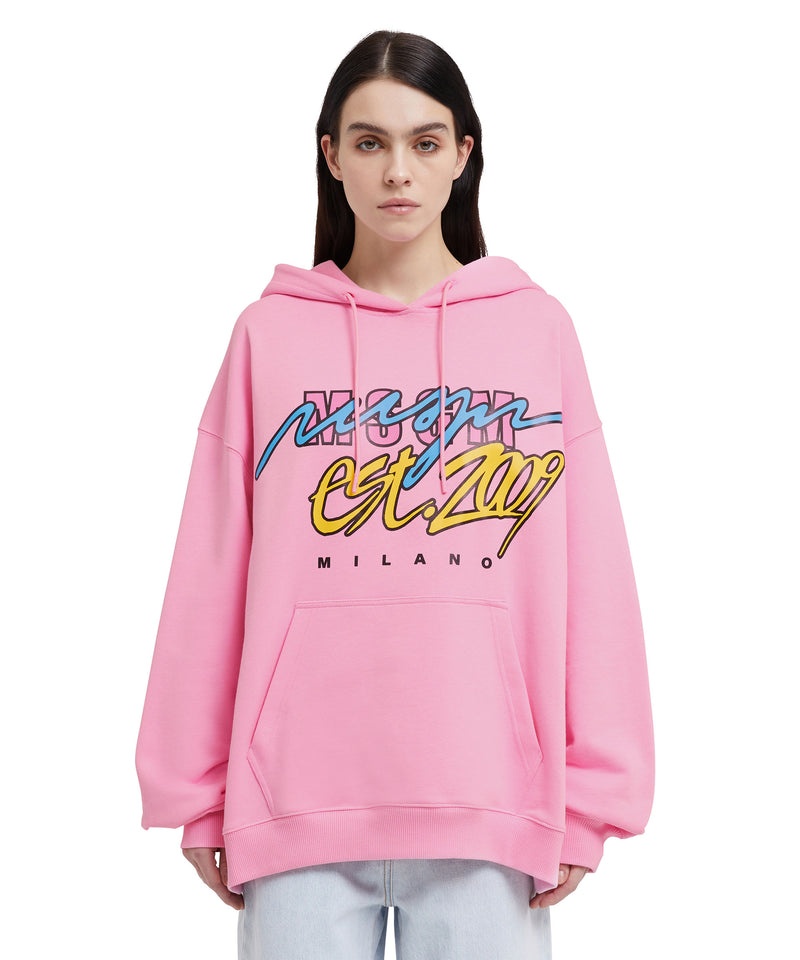 Pink MSGM Hooded Sweatshirt With Street Style Graphic | USA_MSGM66488