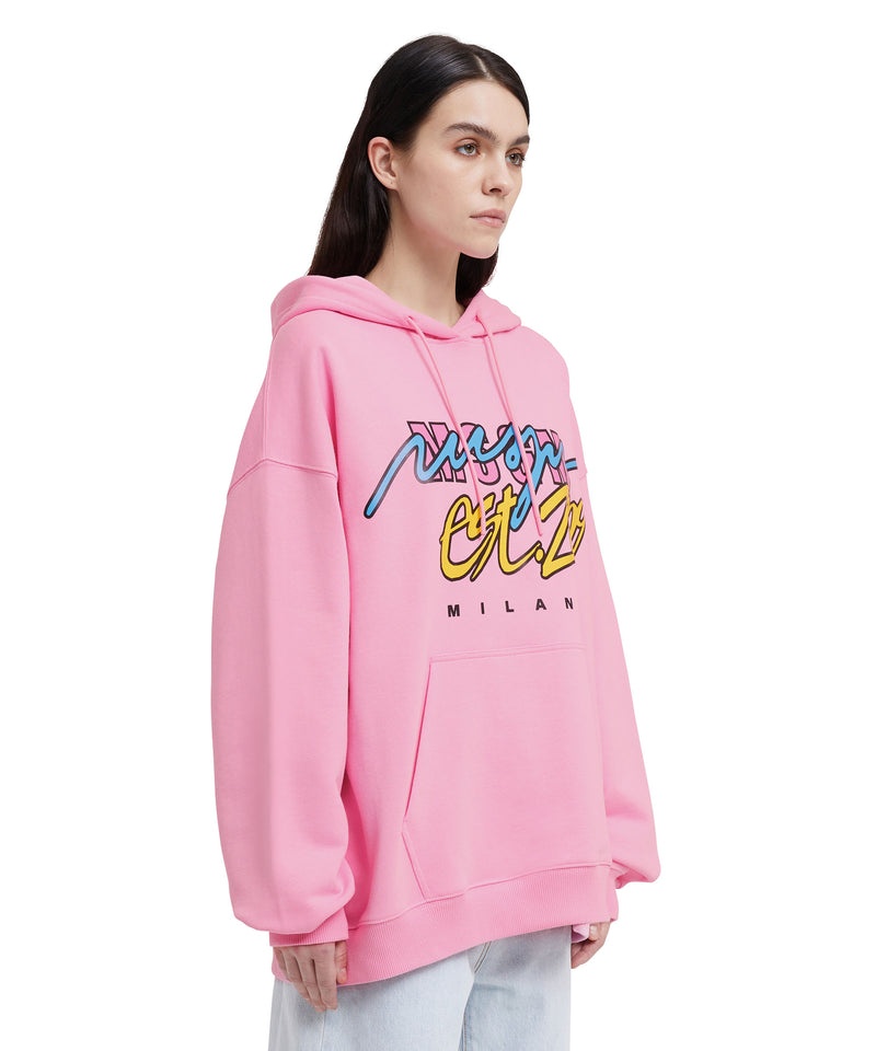 Pink MSGM Hooded Sweatshirt With Street Style Graphic | USA_MSGM66488