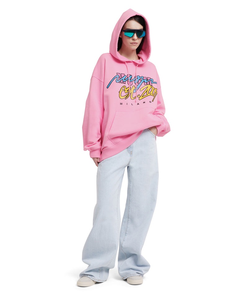 Pink MSGM Hooded Sweatshirt With Street Style Graphic | USA_MSGM66488