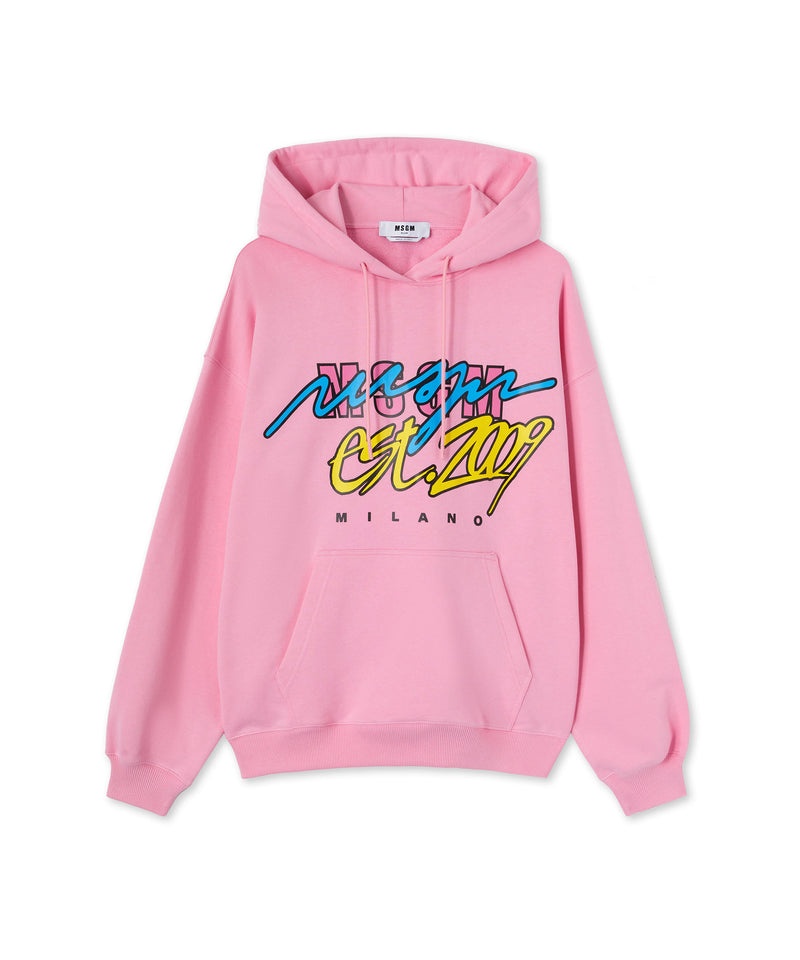 Pink MSGM Hooded Sweatshirt With Street Style Graphic | USA_MSGM66488