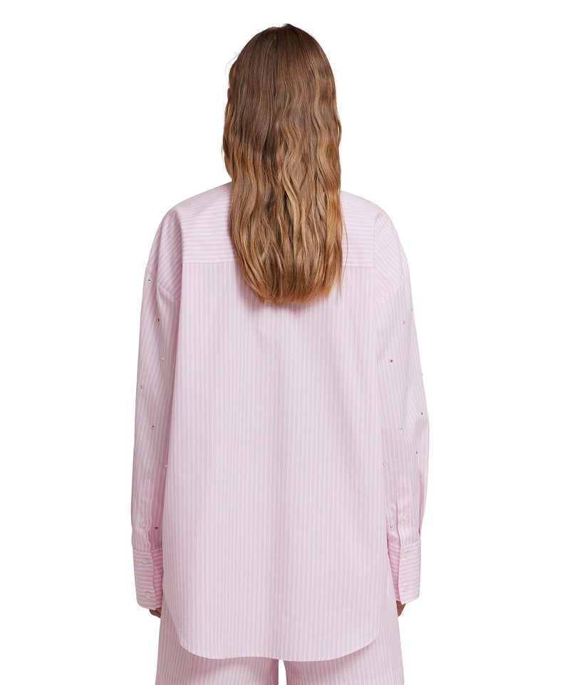 Pink MSGM Poplin Shirt With Rhinestone Application | USA_MSGM25420