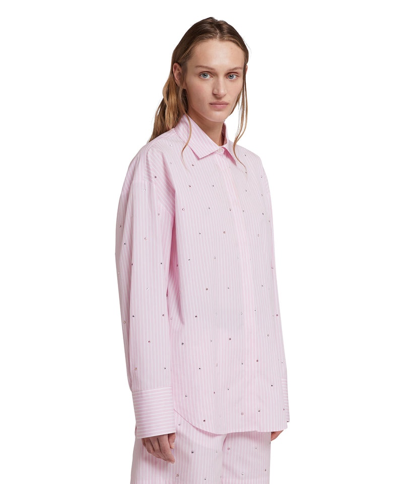 Pink MSGM Poplin Shirt With Rhinestone Application | USA_MSGM25420