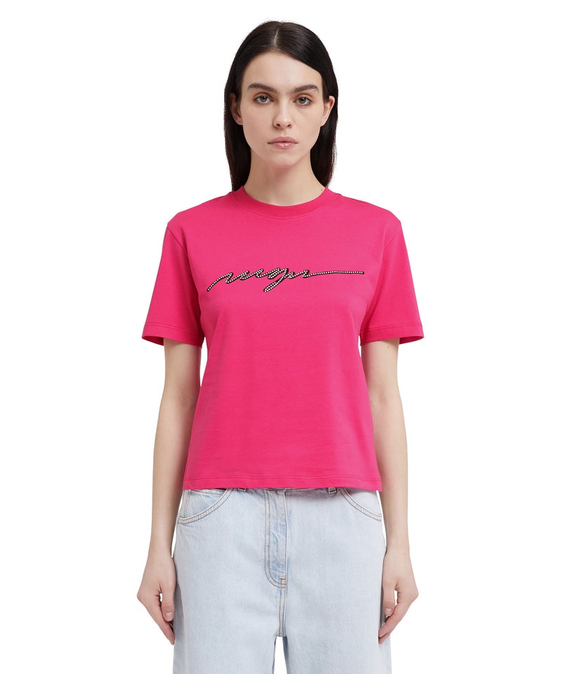 Pink MSGM Rhinestone Logo | USA_MSGM40020