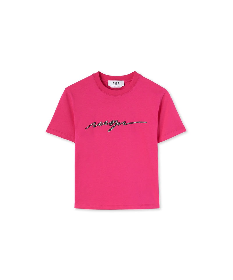 Pink MSGM Rhinestone Logo | USA_MSGM40020