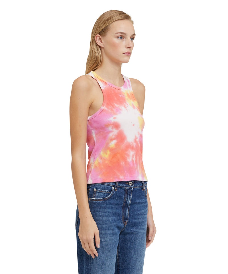 Pink MSGM Ribbed Jersey Tank Top With Tie-dye Treatment | USA_MSGM81603