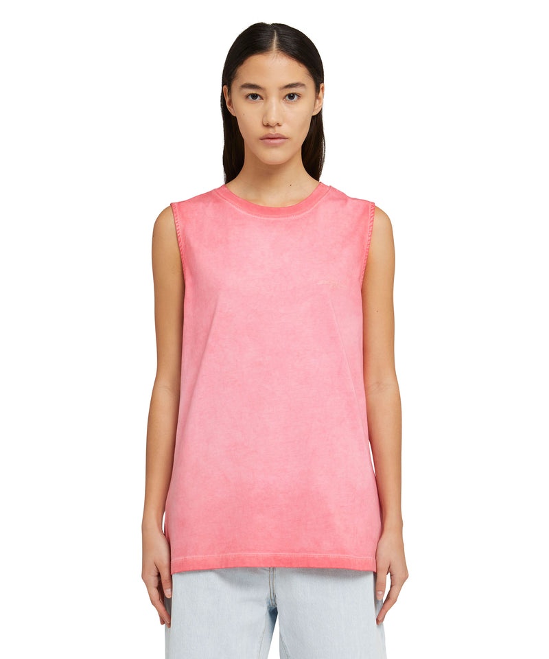 Pink MSGM Sleeveless Faded Treatment And Embroidered Logo | USA_MSGM77611