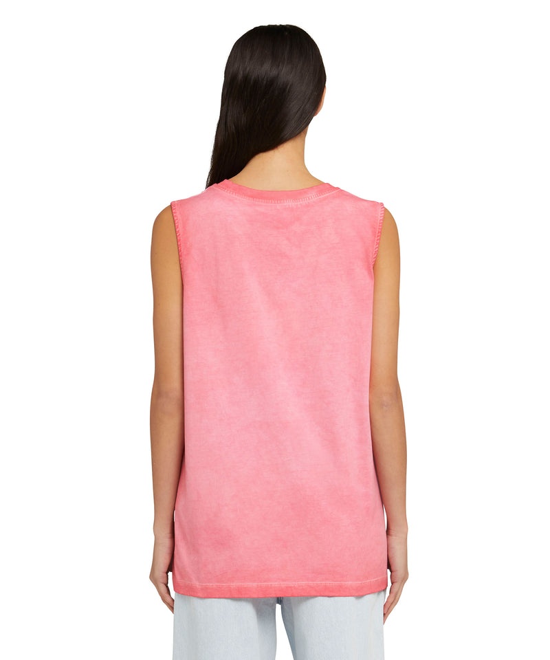 Pink MSGM Sleeveless Faded Treatment And Embroidered Logo | USA_MSGM77611