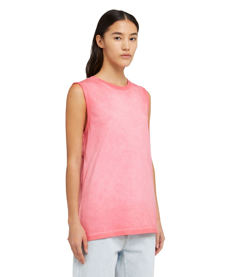 Pink MSGM Sleeveless Faded Treatment And Embroidered Logo | USA_MSGM77611