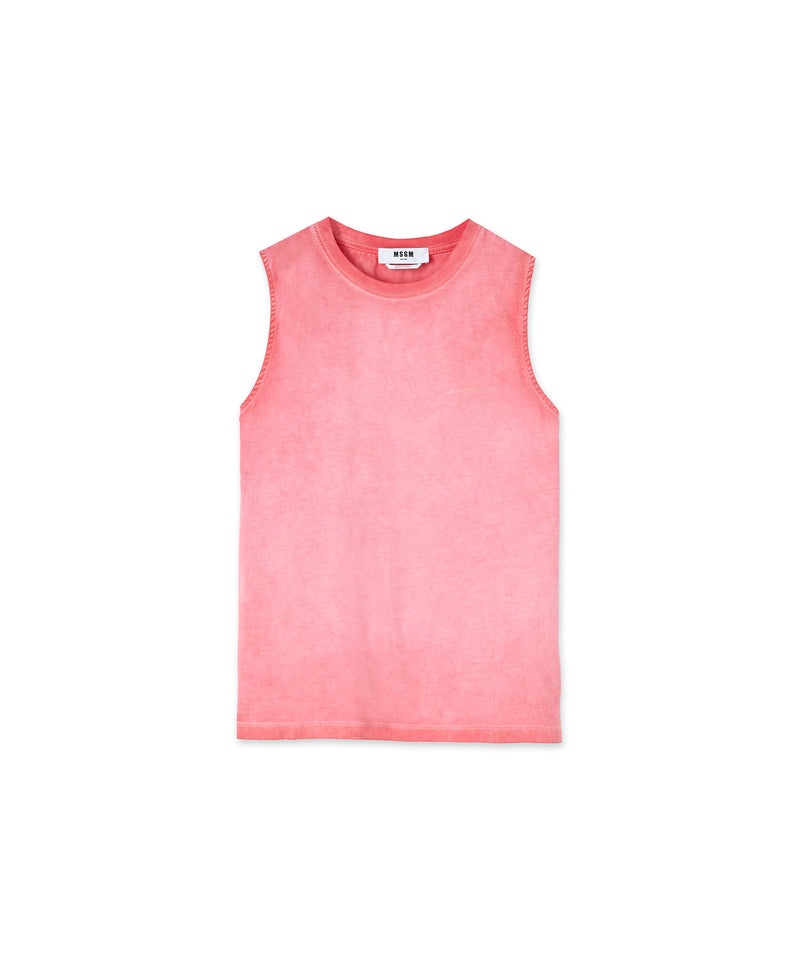 Pink MSGM Sleeveless Faded Treatment And Embroidered Logo | USA_MSGM77611