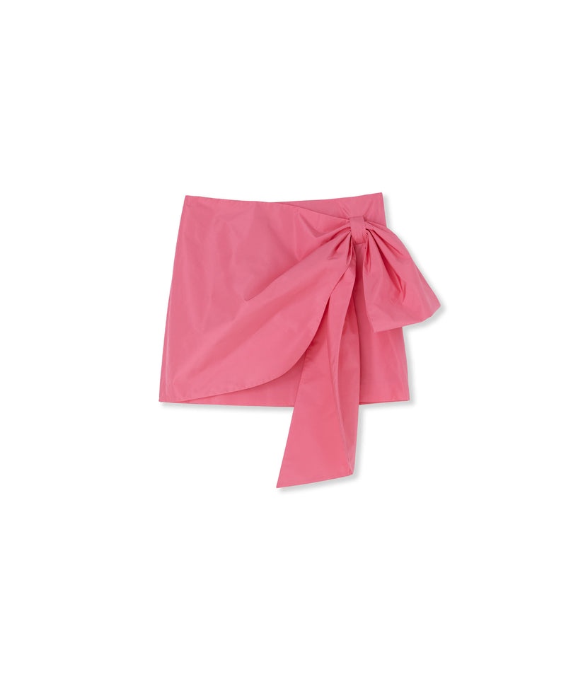 Pink MSGM Taffetà Draped Mini Skirt With Bow | USA_MSGM14803