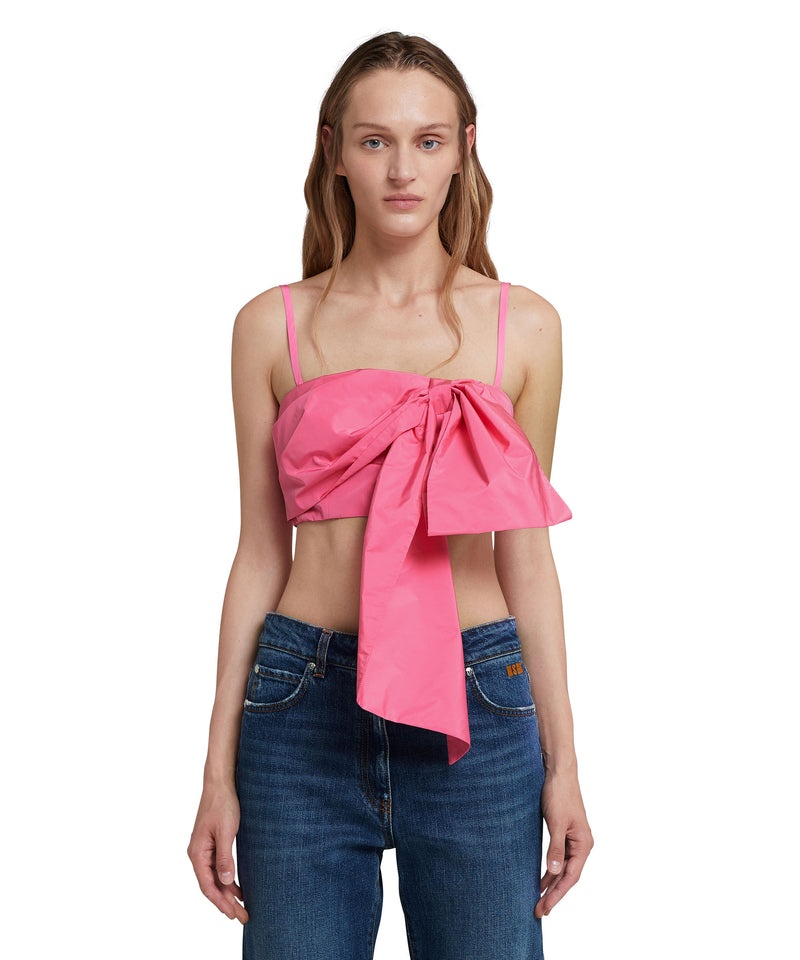 Pink MSGM Taffetà Top With Suspenders And Bow | USA_MSGM52520