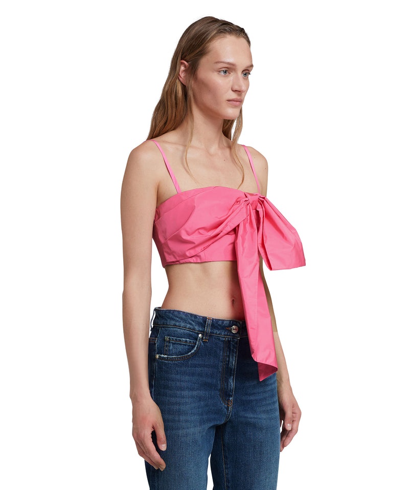 Pink MSGM Taffetà Top With Suspenders And Bow | USA_MSGM52520