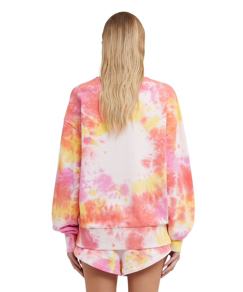 Pink MSGM Tie-dye Crewneck Sweatshirt With Brushstroke Logo | USA_MSGM68929