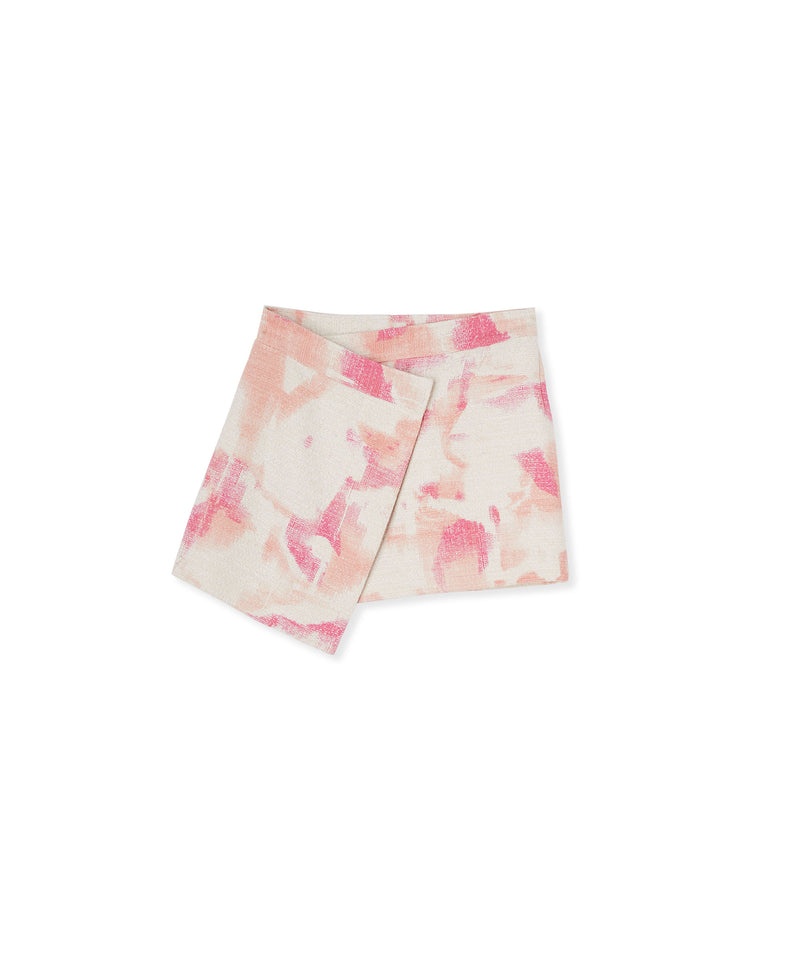 Pink MSGM Tweed Skort With Tie-dye Effect Print | USA_MSGM14135