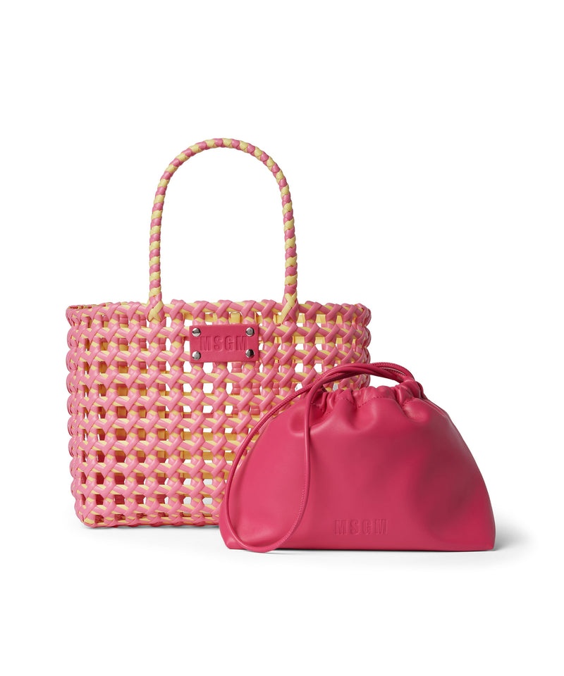 Pink MSGM Woven Tote Bag With Logo | USA_MSGM80032