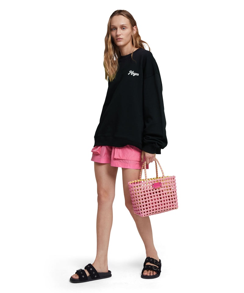 Pink MSGM Woven Tote Bag With Logo | USA_MSGM80032