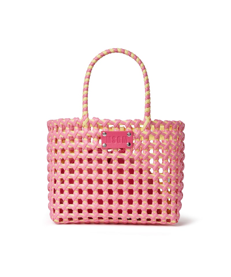 Pink MSGM Woven Tote Bag With Logo | USA_MSGM80032