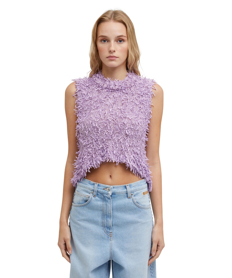 Purple MSGM Cotton Ribbon Sleeveless Top | USA_MSGM47543