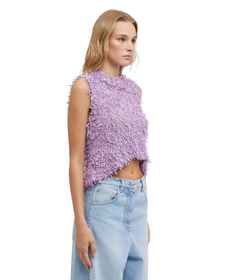 Purple MSGM Cotton Ribbon Sleeveless Top | USA_MSGM47543