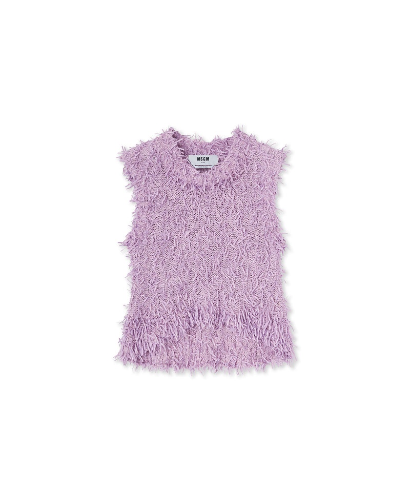 Purple MSGM Cotton Ribbon Sleeveless Top | USA_MSGM47543