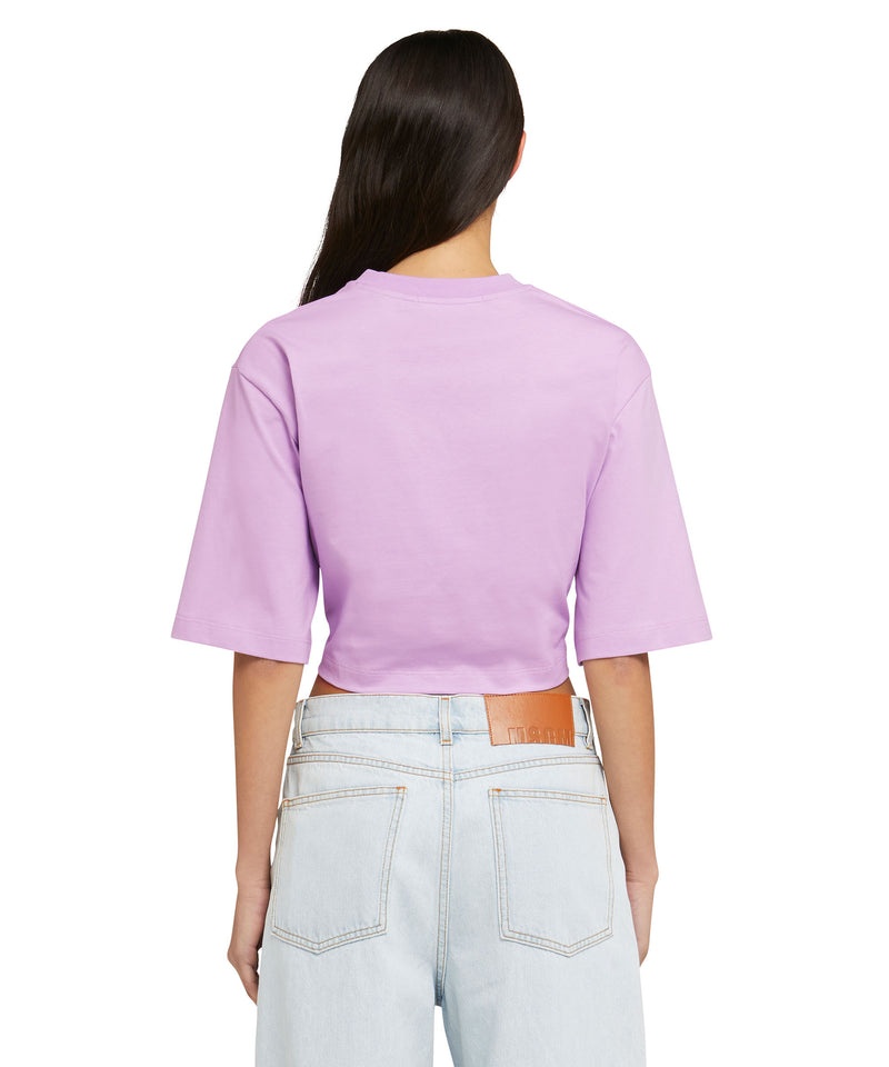 Purple MSGM Crop Top Knot And Brushstroke Rose Print | USA_MSGM68548