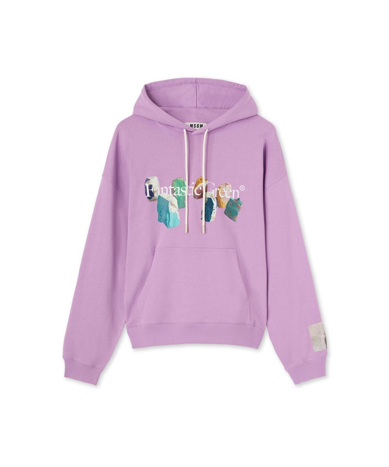 Purple MSGM Fantastic Green Inverse Series Organic Cotton Hooded Sweatshirt | USA_MSGM89793