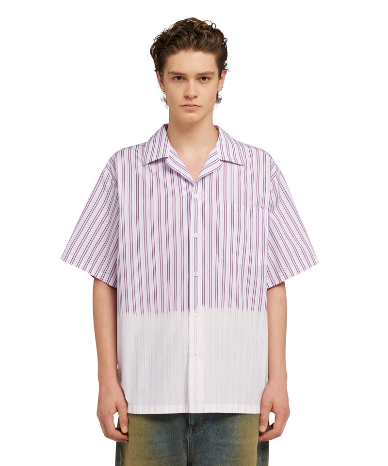 Purple MSGM Poplin Bowling Shirt With Faded Treatment | USA_MSGM74393