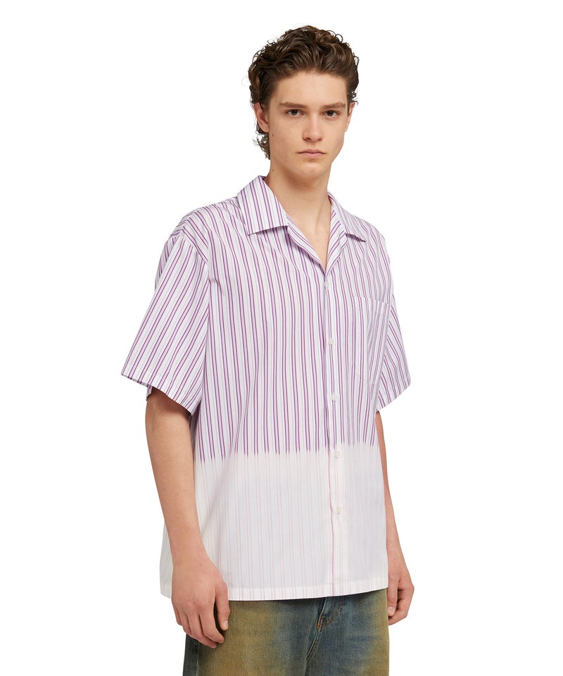 Purple MSGM Poplin Bowling Shirt With Faded Treatment | USA_MSGM74393