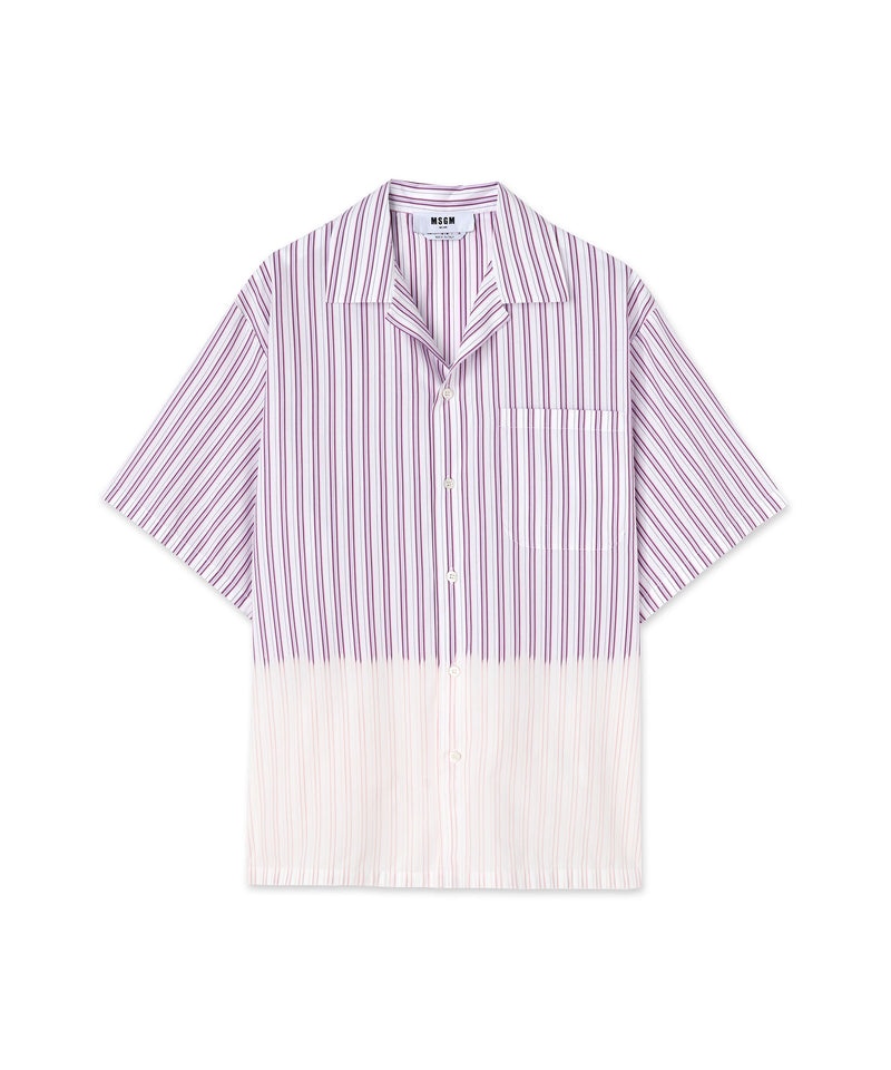 Purple MSGM Poplin Bowling Shirt With Faded Treatment | USA_MSGM74393