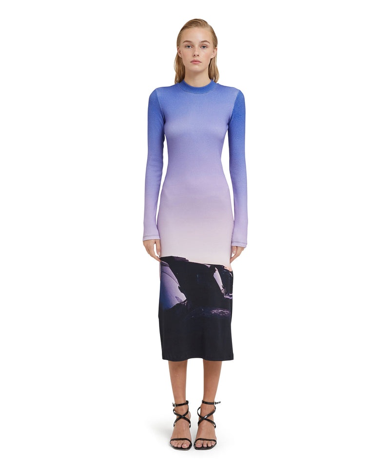 Purple / Blue MSGM Ribbed Jersey With "Tanzanian Purple Sky" Print | USA_MSGM46738