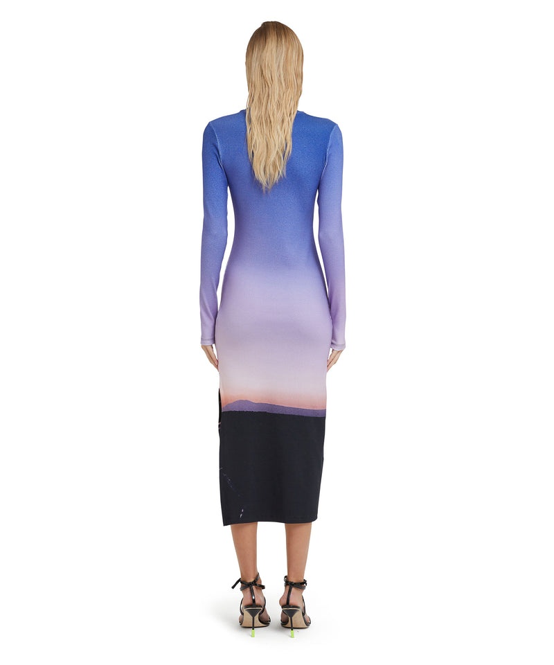 Purple / Blue MSGM Ribbed Jersey With "Tanzanian Purple Sky" Print | USA_MSGM46738