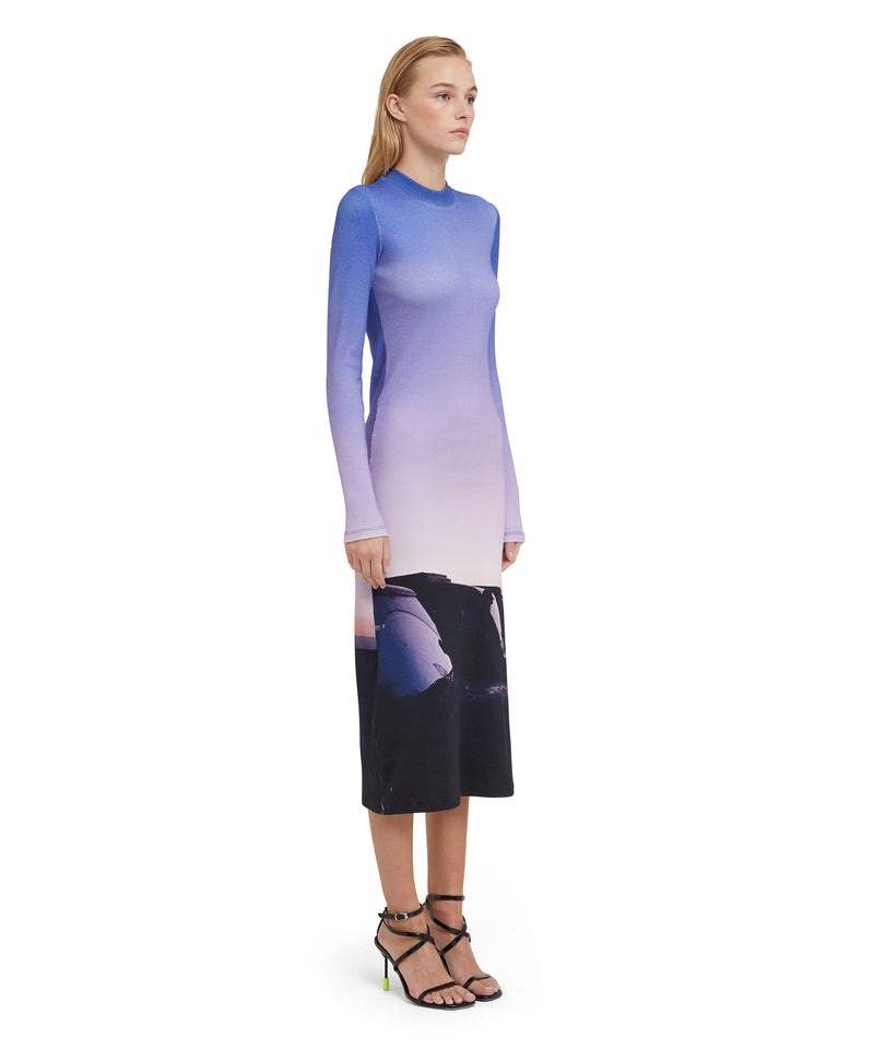 Purple / Blue MSGM Ribbed Jersey With "Tanzanian Purple Sky" Print | USA_MSGM46738