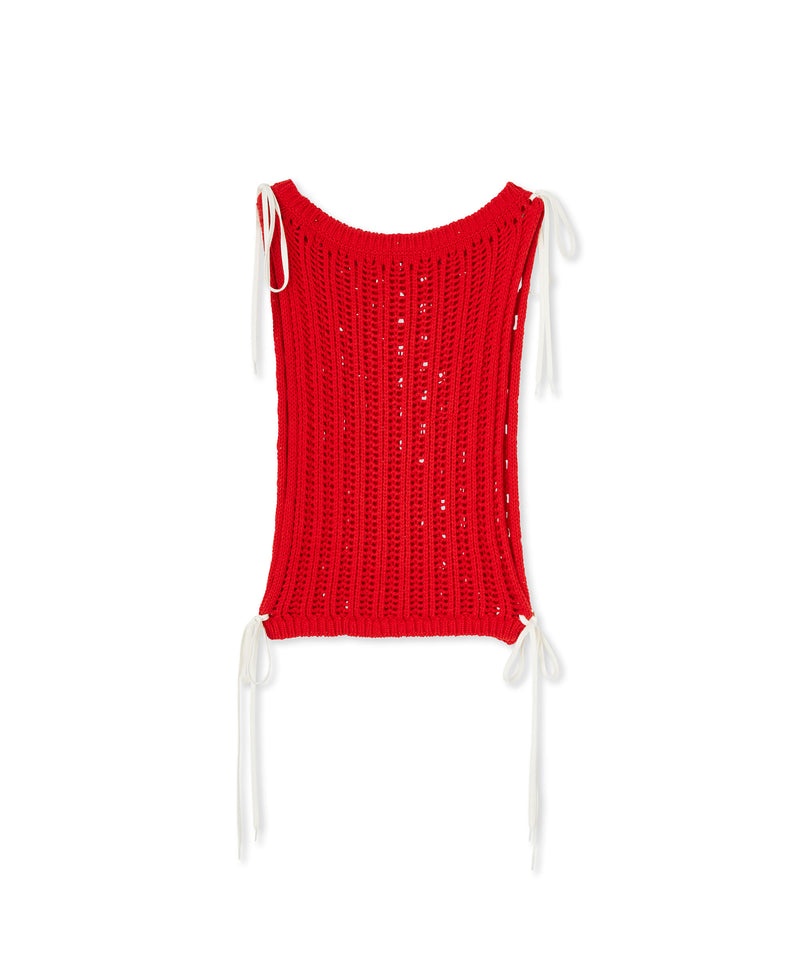 Red MSGM Crochet Shirt Cotton Sleeveless Top | USA_MSGM16861