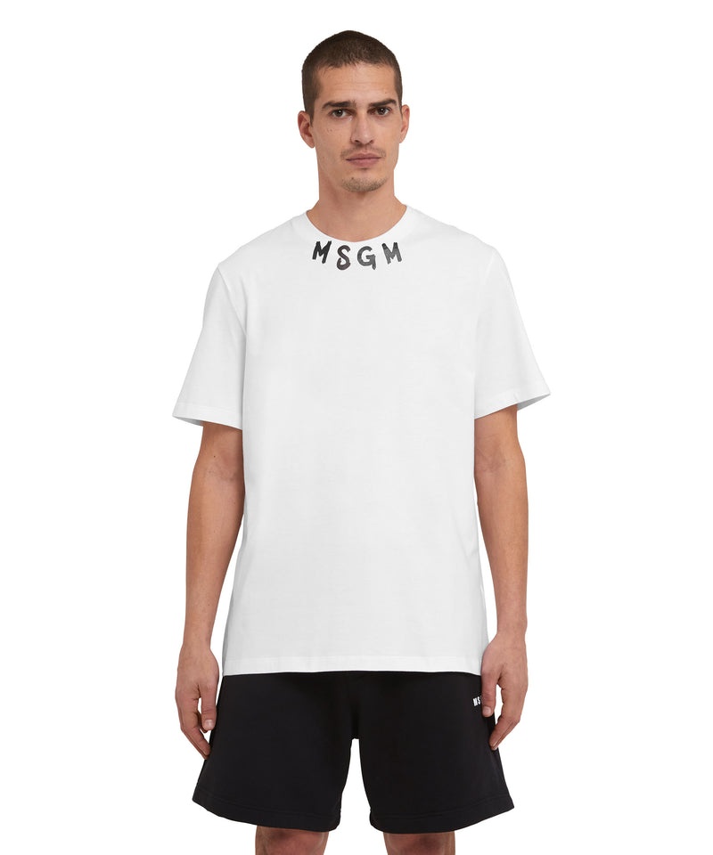 White MSGM Brushstroke Logo | USA_MSGM55763