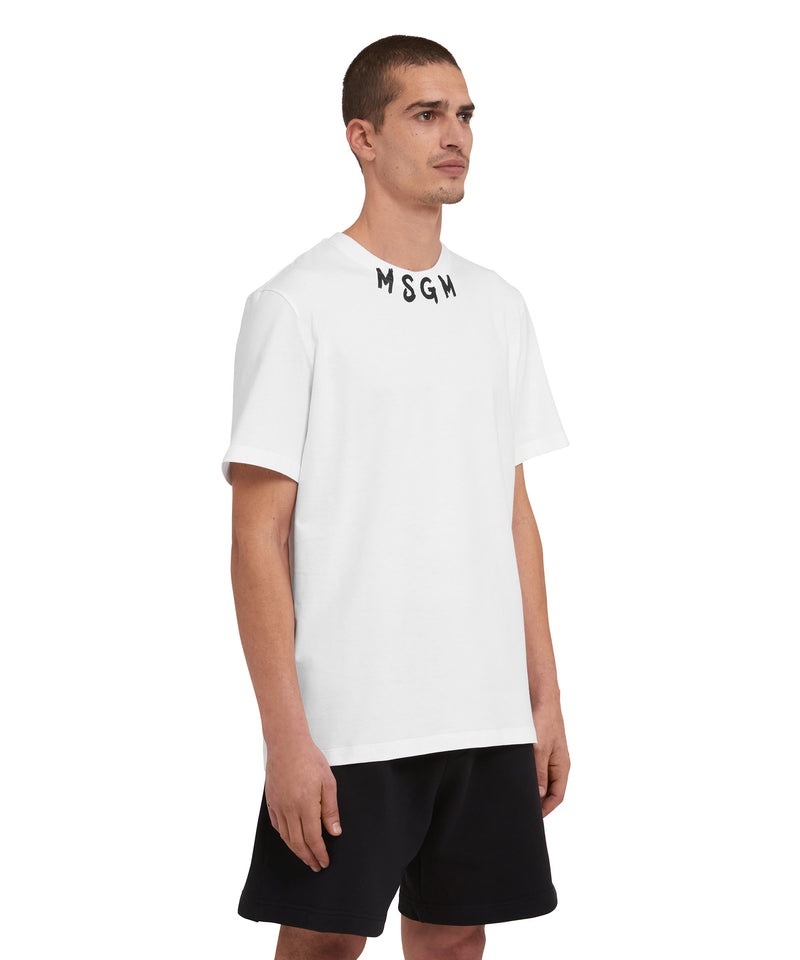 White MSGM Brushstroke Logo | USA_MSGM55763